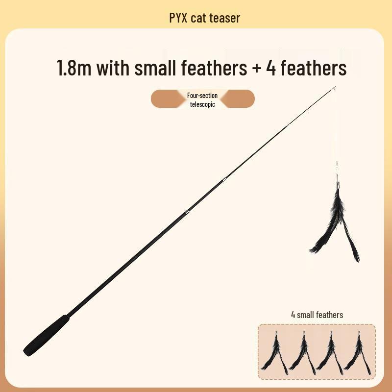 

Выдвижная дразнилка для кошек с перьями: Длинная, устойчивая к укусам игрушка из рыболовной лески для самостоятельной игры.