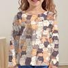 Cartoon Cat Print Kids Girl Clothes Long Sleeve Children Spring Summer Clothes Casual Kawaii Child Girl T-Shirt O-Neck Cute Tops