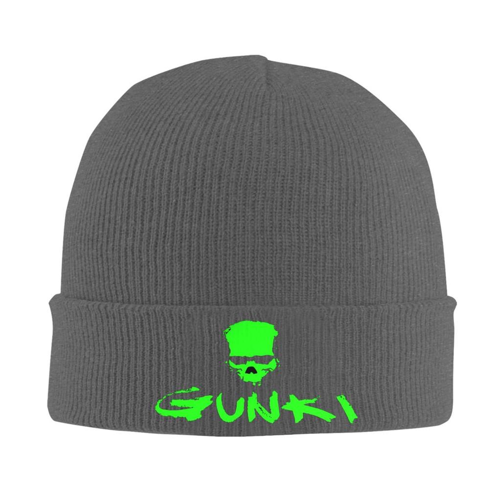 Gunki Logo Angling Skull Fishing Gunki Warm Knitted Cap Fashion Bonnet Hat Autumn Winter Outdoor Beanies Hats for Unisex Adult