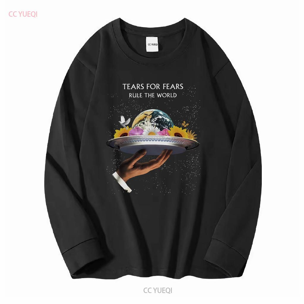Maglietta Nera Vintage Tears For Fears Rule the World vintage Lavata Casual Versatile Unisex Traspirante Elastica moda
