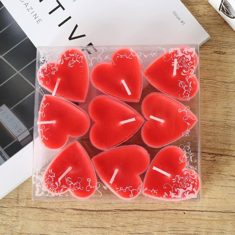 9Pcs/Set Creative Plastic Heart Shaped Candle Romantic Birthday Candle Love Lover Candle Dinner Proposal Scene Candle Wholesale