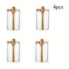 280ml Candy Jar, Biscuit Jar, Glass Storage Jar With Sealed Bamboo Lid And Spoon - 10oz Transparent Glass Bulk Food Storage Jar