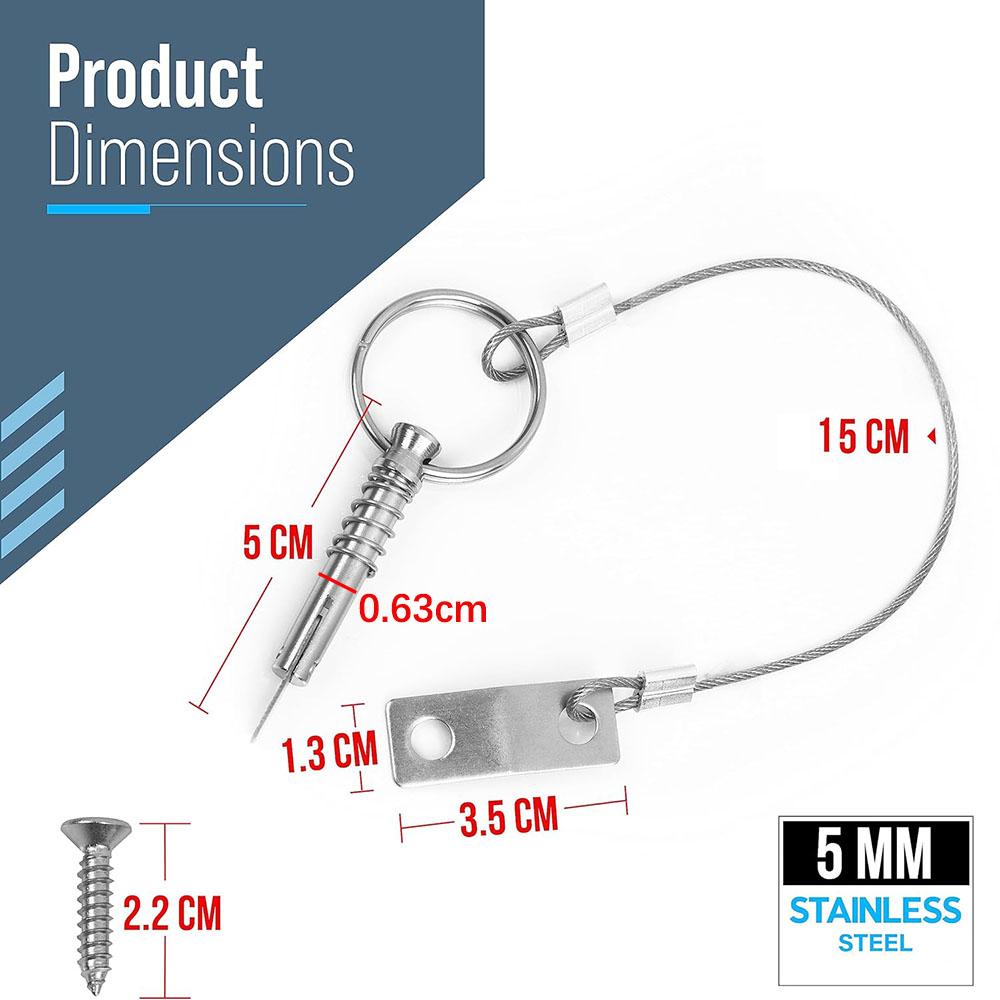 4x 316 Stainless Steel Quick Release Pins Boat Bimini Top Quick Release Pin 1/4