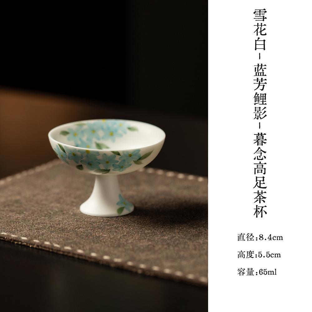 

2pc/lot Hand-painted Blue Flowers Teacup Retro Tea Bowl Cute Cup Tea-tasting Fragrance Cup Chazhan Master Cups Teaware 65ml As Your Choose