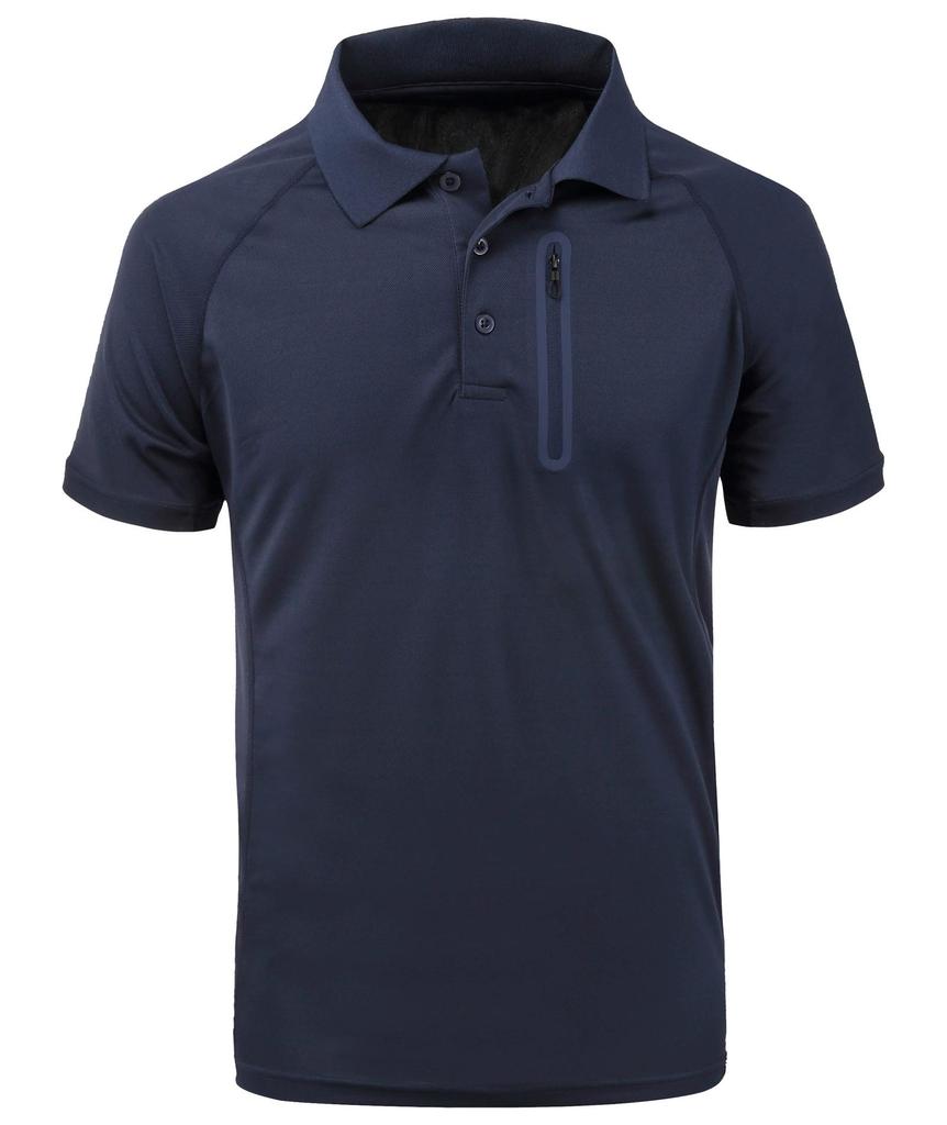 Summer Short Sleeve Tactical Shirt Men Performance Polo Shirts with Zipper Pocket Quick Dry Outdoor Travel Hiking Shirt USA Size
