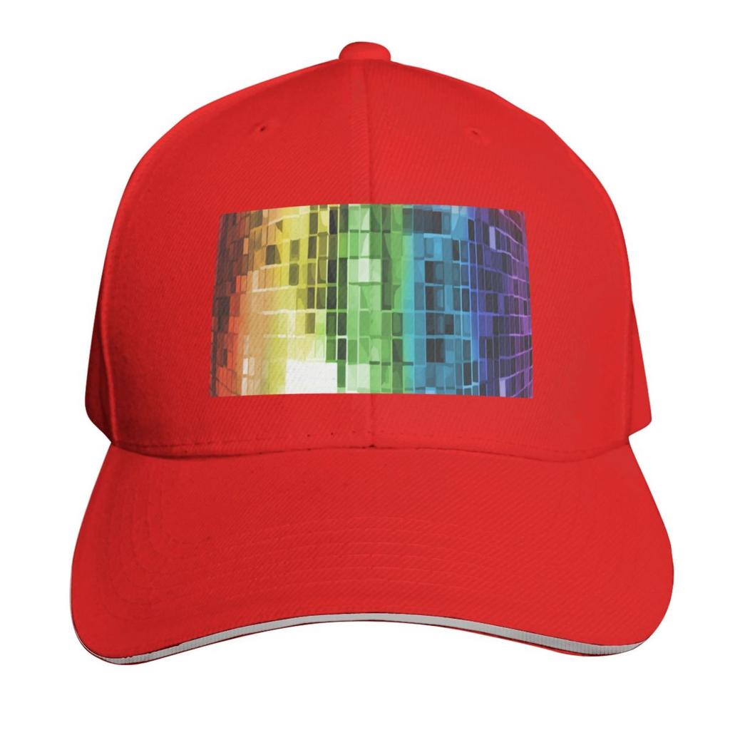 Rainbow Disco Ball Pattern Baseball Cap Visor Western Hat Fishing Hat Cute Unisex Hats Womens