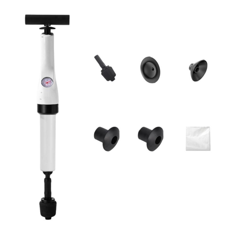 Toilet Plunger Air Pressure Drain Opener Adjustable Gauge 3/5 Attachments For Clogged Toilet Sink Shower
