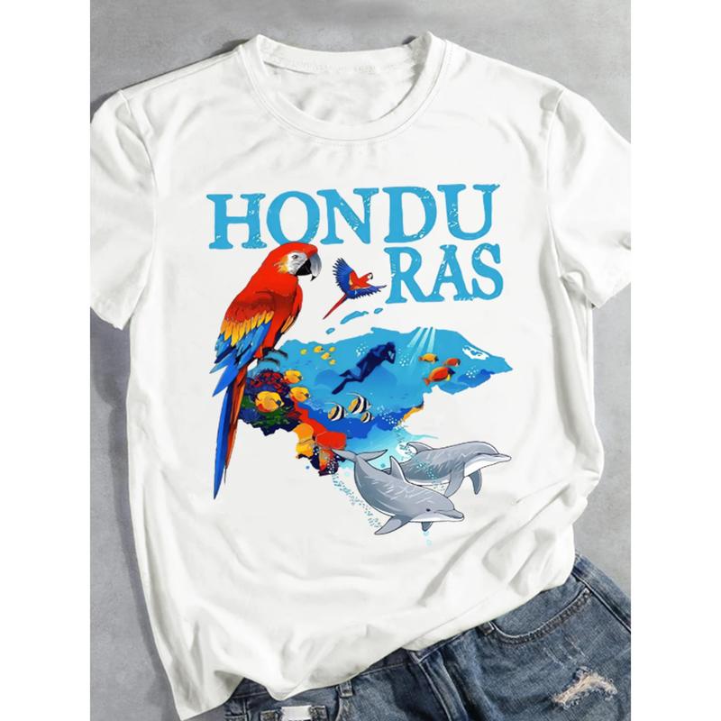 

Honduras Themed Graphic T-Shirt for Unisex, Casual Cotton Knit Fabric, Round Neck, All-Season Comfort L
