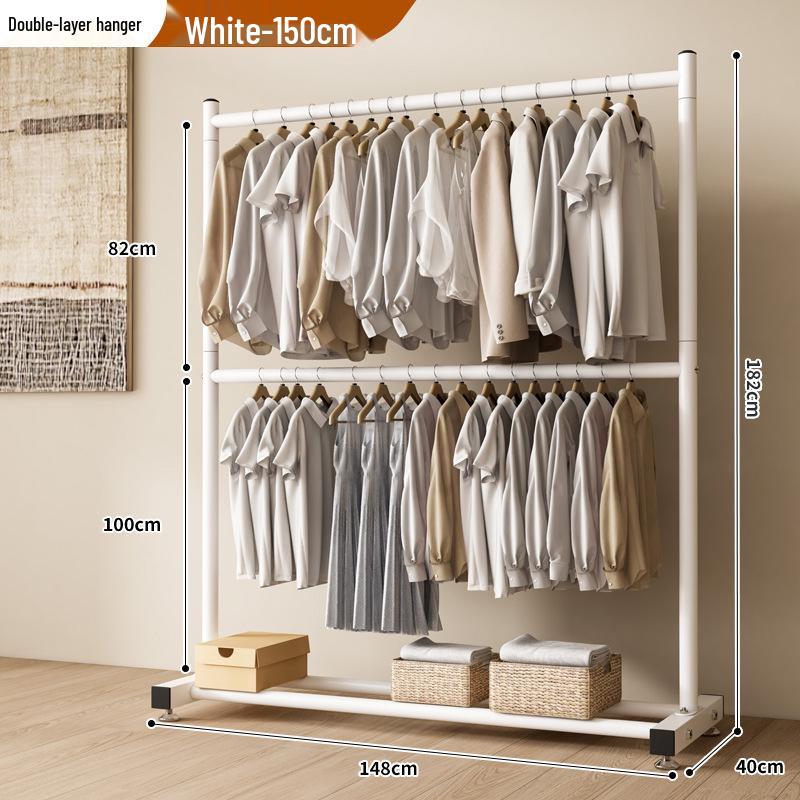 Single-Layer Clothes and Hat Rack for Bedroom or Balcony - Floor-Standing Design