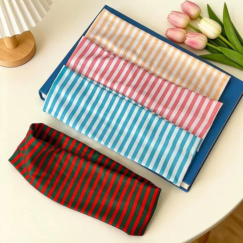 Stretchy Wide Striped Headbands Soft Non-Irritating Breathable Fabric 6 Color Choices for Yoga Travel Daily Wear