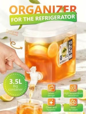 3.5L Refrigerator Organizer Container with Spout - Food-Grade PP Drink & Storage Jar for Fridge