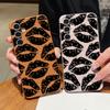 Schwarze Lippenabdruck-Ledertextur-TPU-Hülle für Samsung Galaxy S24 FE S23 S22 Ultra A16 A55 A15 A54 A35 A25 A14 5G Weiche Handyhülle