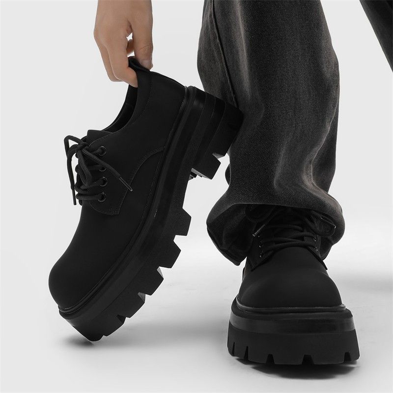 

Дерби на толстой подошве для продвинутого мужского чутья, черные кожаные туфли на высокой подошве с большой головкой 36 female code