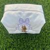 Portable Rabbit Cosmetic Bag Lace Bow Large Capacity Makeup Organizer White Pink Zipper Closure Travel Toiletry Bag Women Girls