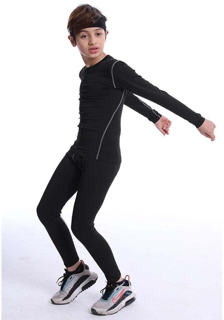 Kids' Quick-Dry Training Bodysuit Set for Boys: Autumn/Winter Basketball & Football Base Layer
