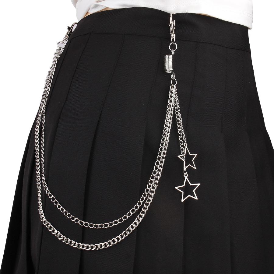 Punk Steet Keychains Chain Women Men Moon Star Rivets Skull Accessories Choice Rock Goth Pants Waist Belt Chain On Jeans Jewerly