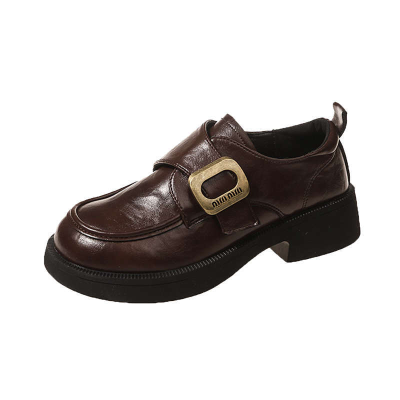 Black single shoes British style small leather shoes women's 2025 new summer one-pedal Mary Jane women's shoes platform loafers