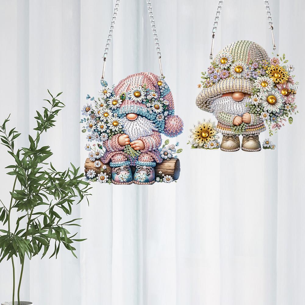 2pcs 2D Flat DIY Rhinestone Diamond Art Window Pendants Special Shape Diamond Painting Set Window Hanging Art for Home Decor