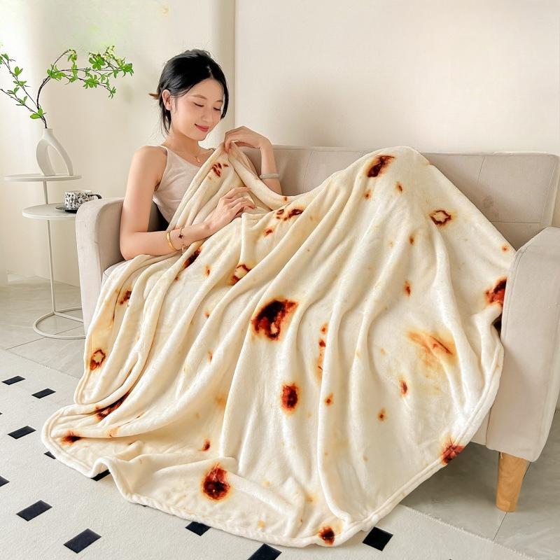 Warm Soft Flannel Burrito Blanket Four Season Universal Round Shape Airplane Travel Throw Coral Fleece Tortilla Nap Wrap Blanket Pad