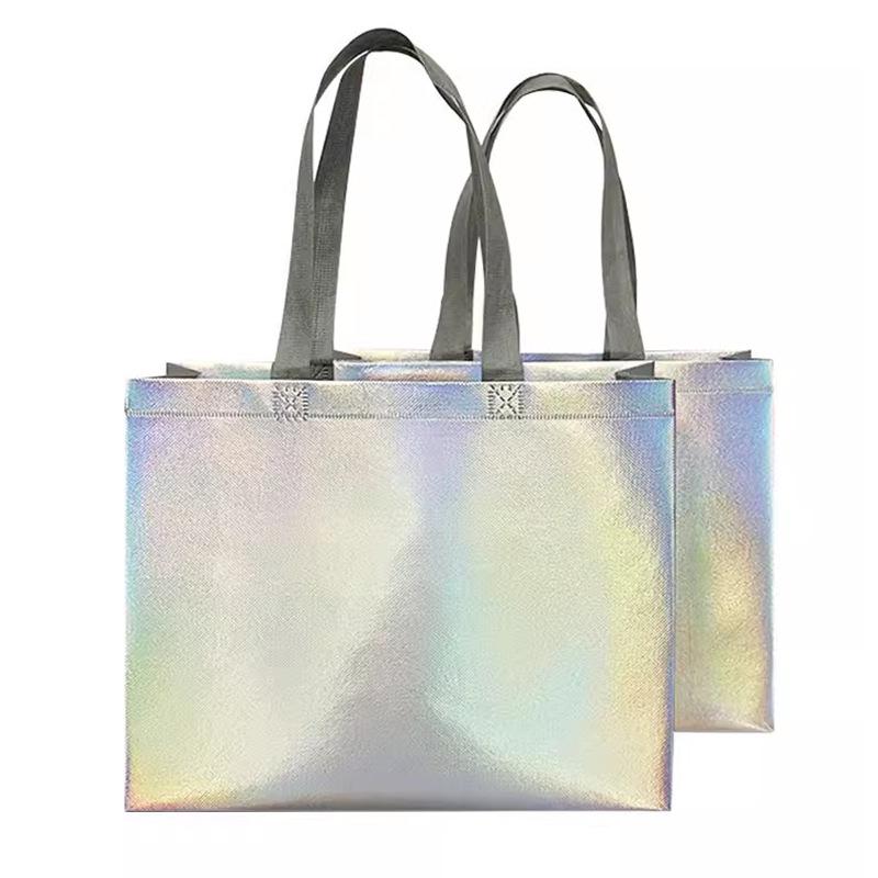 Silver Bag Clothing Store's Large Capacity Handheld Non-Woven Laser Tote Bag - Souvenir Gift Bag