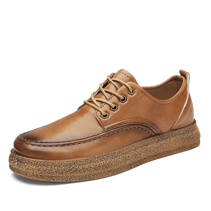 Fashion Brand Men's Casual Shoes Vintage PU Leather Men  Boots Male Leisure Shoes Man Walking Flats Low Top Ankle Booties