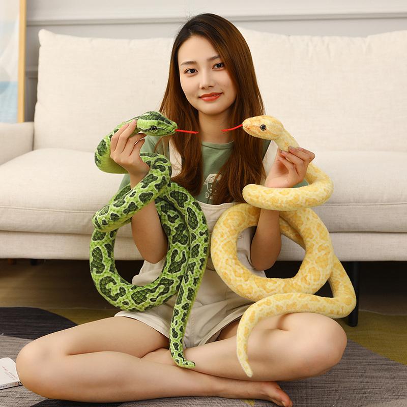 Giant Snakes Plush Toy Simulation Long Golden Python Stuffed Snake Plushie Children Boys Gift Home Decoration
