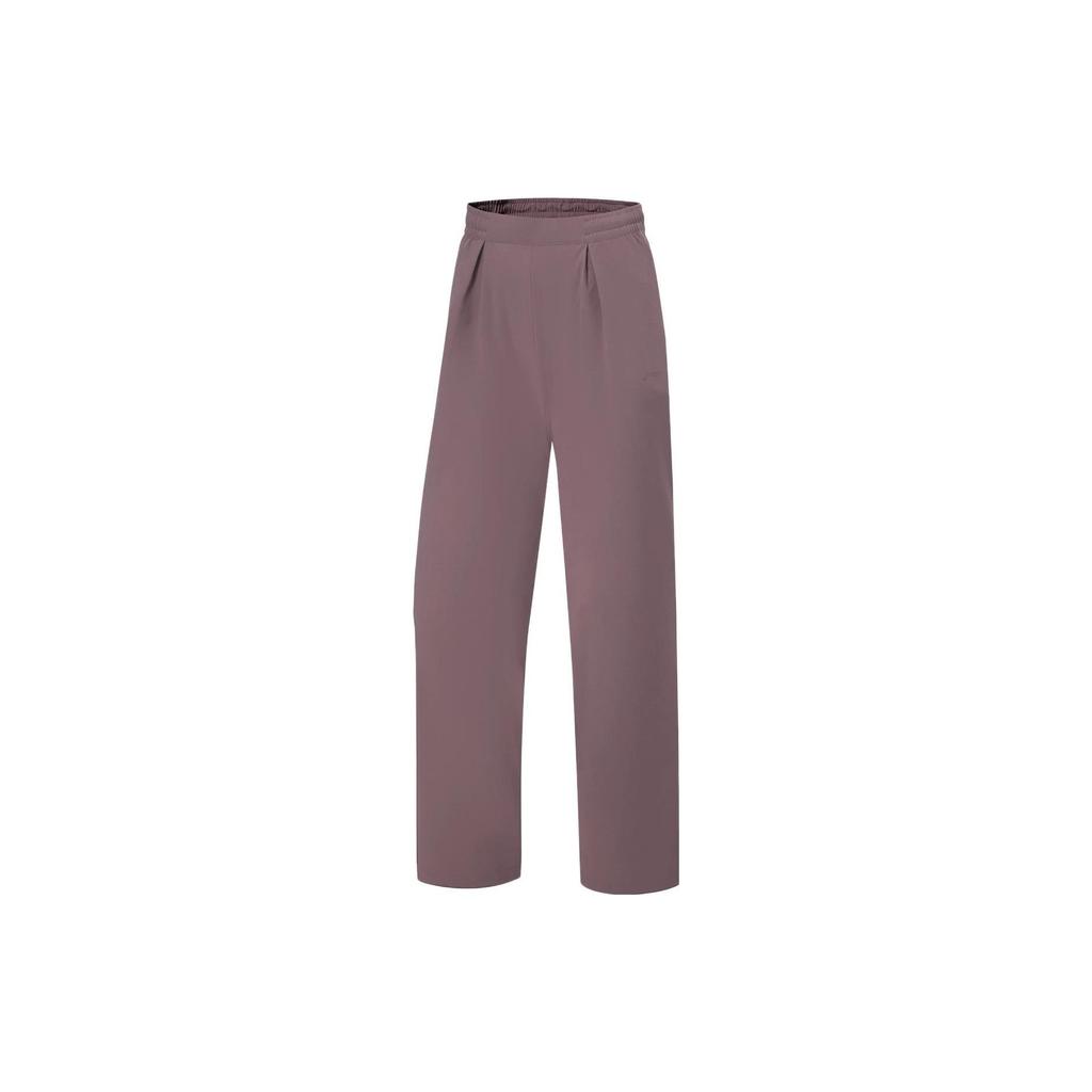 Lining Fitness Series Solid Color High Waist Straight Leg Casual Pants Women Pants Purple-Brown AYKT642-4