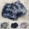 Women Shorts Elastic Drawstring High Waist Sport Shorts Tie-Dye Print Wide Leg Pants Versatile Regular Style Running Shorts