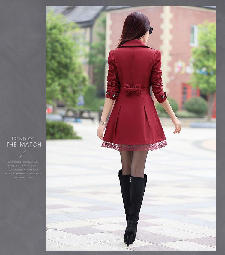 Women's Mid-Length Double-Breasted Spring & Autumn Casual Slim Fit Korean-Style Windbreaker Jacket