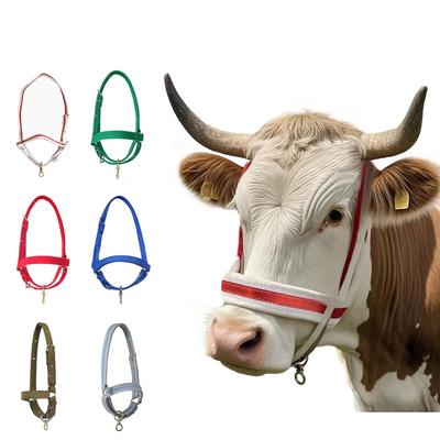 Cattle Halter Calf Halter Cow Halters with Heavy-Duty Brass Buckle, Easy-Clean Suede-Like Material, Adjustable Design for Calves