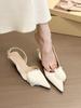 Fairy green rose! Gentle satin rose bag head empty sandals women's spring 2025 stiletto shoes