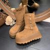 Fashion Winter Platform Thick Bottom Women Ankle Boots Height Increase Punk Women's Shoes Female Belt Buckle Slip On Short Booties