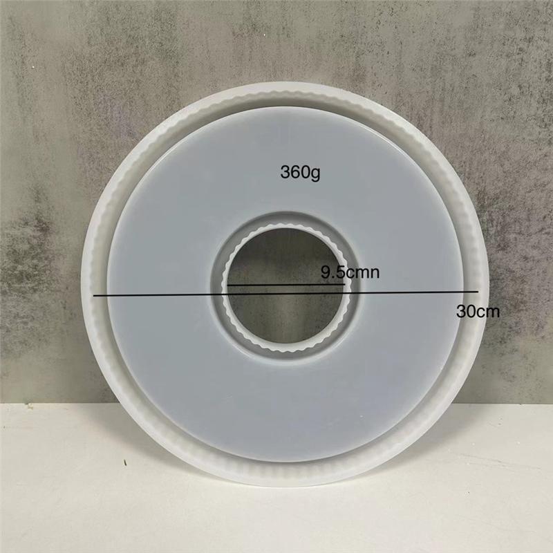 A20F-Silicone Molds Tray With Strips Design, Concrete Round Plate Silicone Casting Mould Tray, Decorative Tray Molds