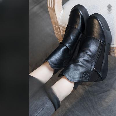 Chaussures Nouveau Style Bottines Rétro Mode Bout Rond Femmes Grande Taille Bottes Plates Polyvalentes pour Femmes