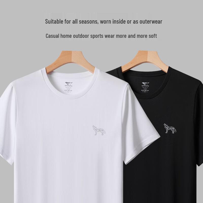 Septwolves Men's Geometric Wolf Print 100% Cotton Short Sleeve T-Shirt