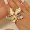 Verstellbarer Metall-Blumenring Zink Zinklegierung Unregelmäßiger Geometrischer Blütenblattring Gold Großer Floraler Ring Party