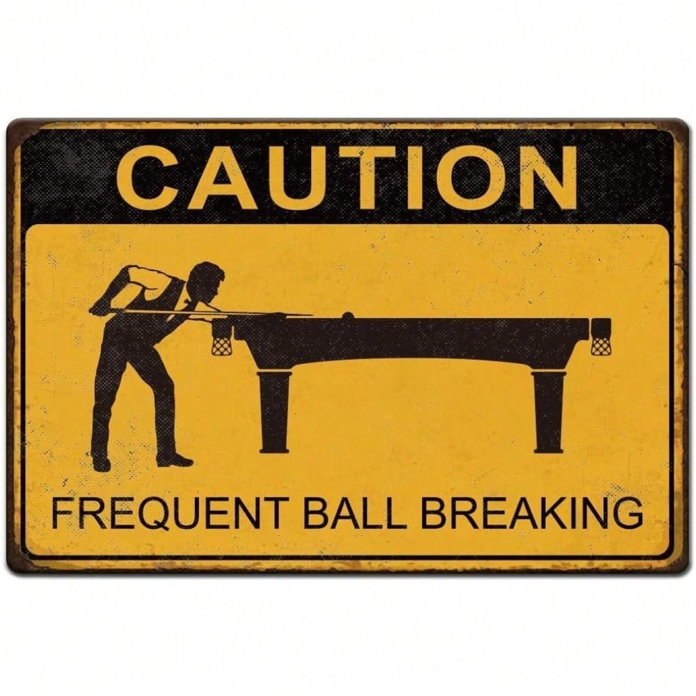 Vintage 12x16 Inch Tin Sign Billiards Warning Bar Cave Retro Wall Decor
