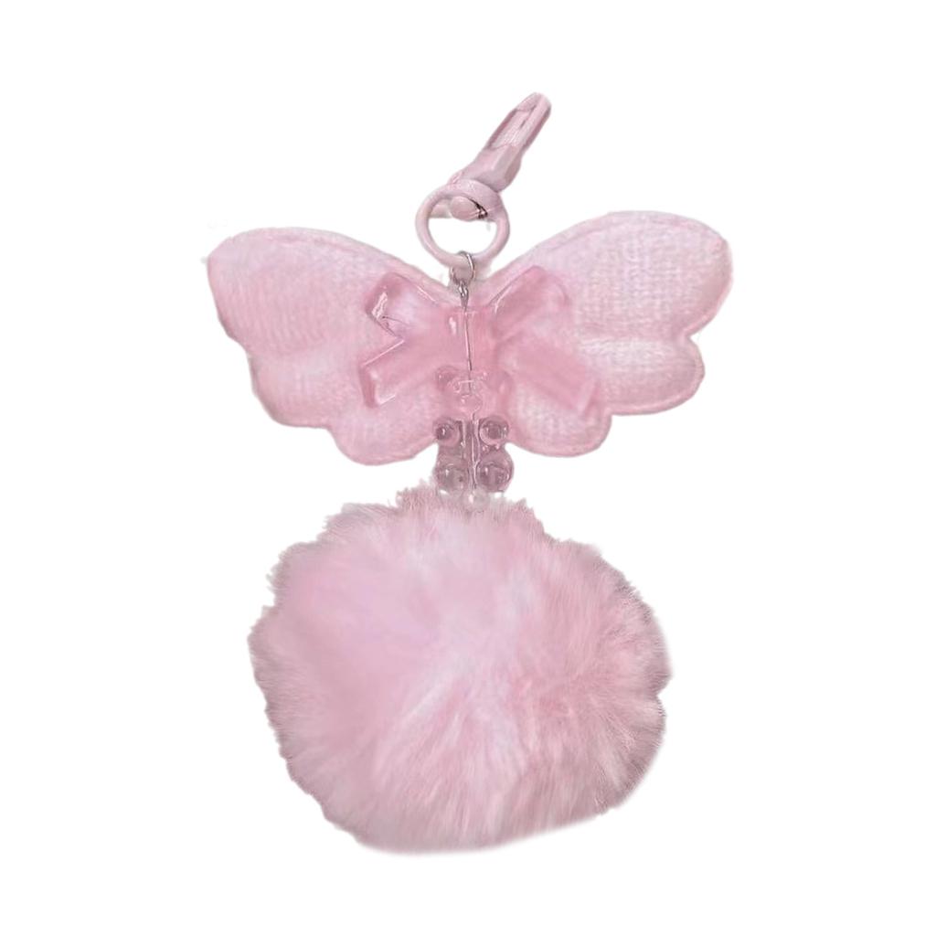 Plush Wing Phone Lanyard Lovely Bear Phone Chain Handmade Bowknot Keychain Backpack Pendant Camera Bag Accessory
