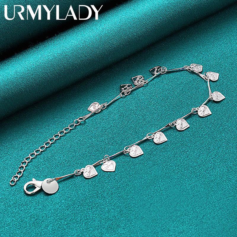925 Sterling Silver Love Heart Armband För Kvinnor Bröllopsfest Modesmycken