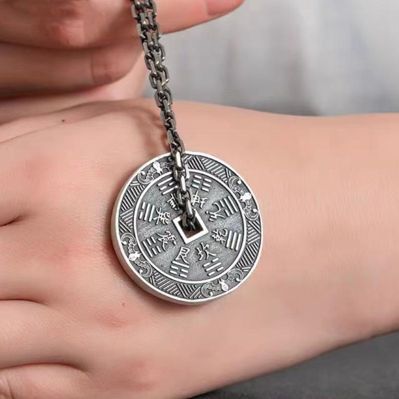 Halskette Retro Kupfermünze Herren Berg Trick Geld Klatsch Glücksbringer Anhänger