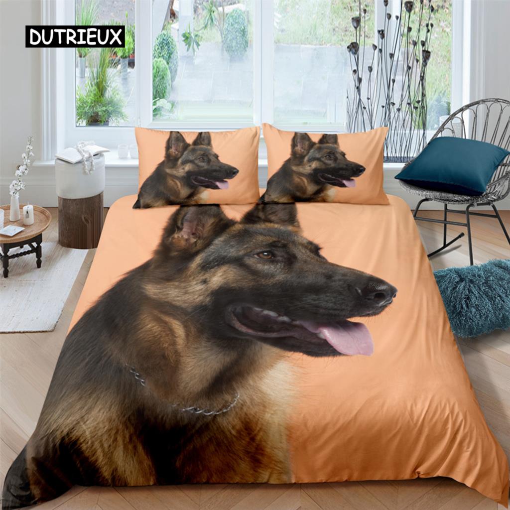 3D Dog King Queen Full Twin Duvet Cover Funny Puppy Bedding Set Teens Adult Kawaii Pet Animal White 2/3pcs Polyester Quilt Cover