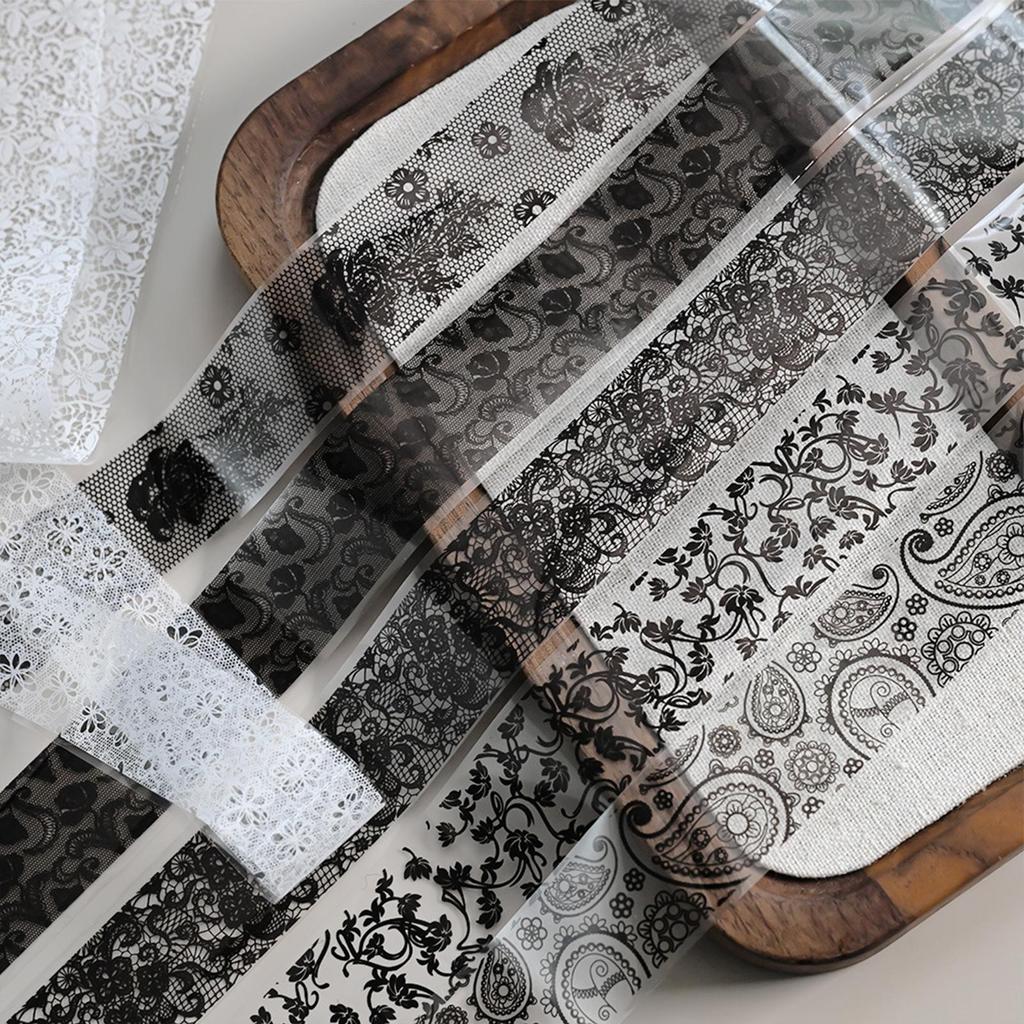 NEW Nail Lace Stickers Self-Adhesive DIY 10 Rolls Black And White Nail Foil Transfer Stickers For Home Salon Travel Women Girls