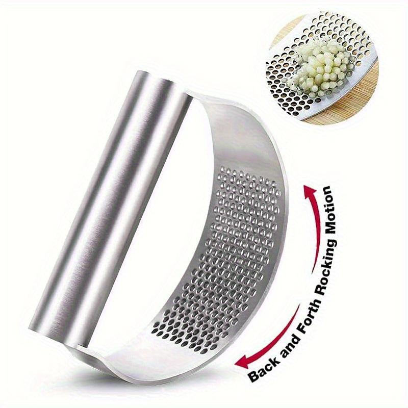 Convenient Stainless Steel Garlic Press with Minced Ginger Crusher - Manual Kitchen Tool, Easy Chopping for Home and Restaurant Use, Garlic Crusher