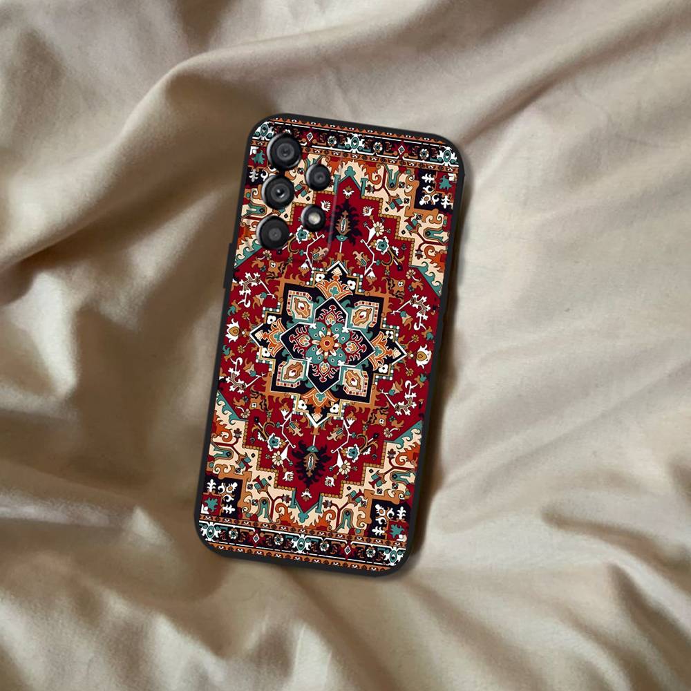 Persian Carpet Floral Pattern Phone Case For Samsung Galaxy A20,A21s,A22,A31,A32,A52,A53,A72,73,A80 Soft Black Cover