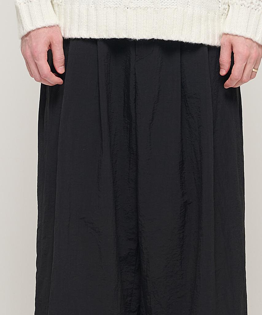CARGOBROS Wide Nylon Belted Elastic Pants (Black)