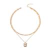 Jewelry with diamonds, thick chain, multi-layer necklace, exaggerated alloy pendant, collarbone chain, female.