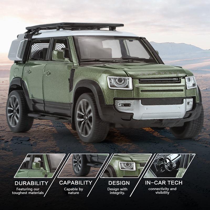 1/32 Scale Cool Land Rover The Defender Off-Road Vehicle Model Toys, Simulated Alloy Toys Cars, Cool Desktop Ornaments, Adult Christmas/Birthday Gifts