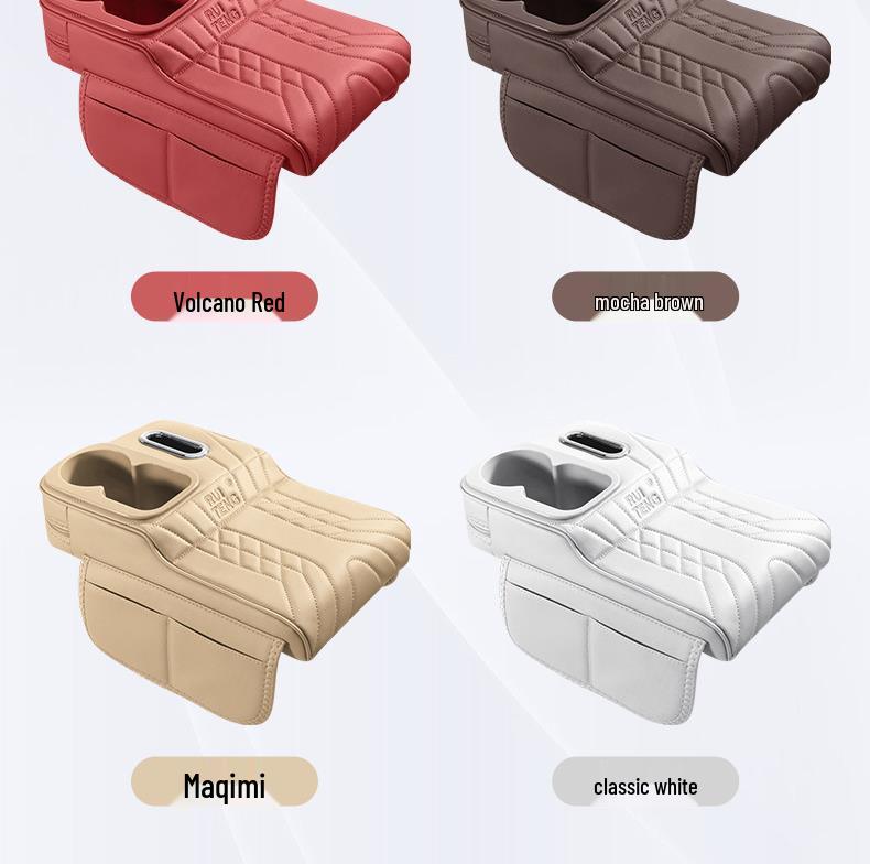 Zunjie S800 Armrest Box Pad with Tissue Box, Cup Holder, and Storage Bag for Car Interior Accessories.