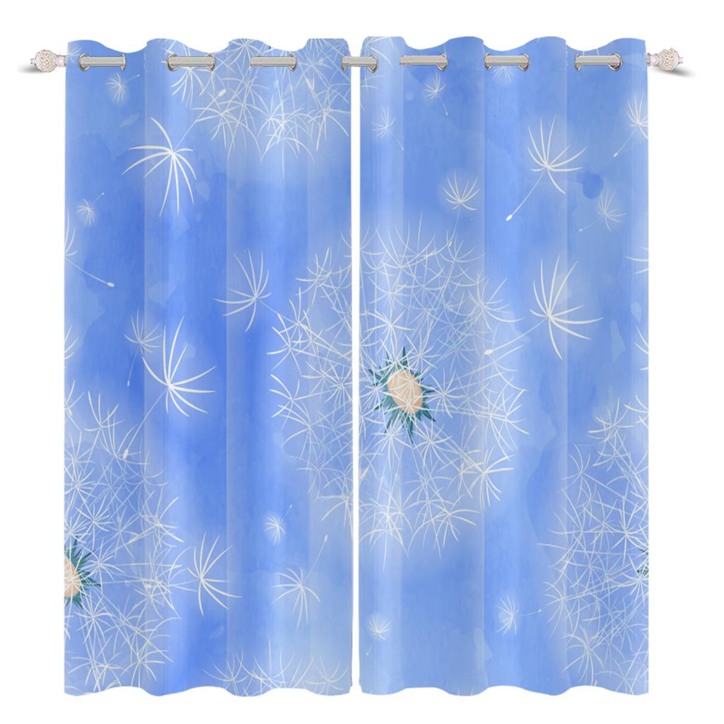 2Pcs Fresh Dandelion Pattern Blackout Curtains Home Bedroom Living Room Darkening Heat-insulating and Noise-reducing Curtain