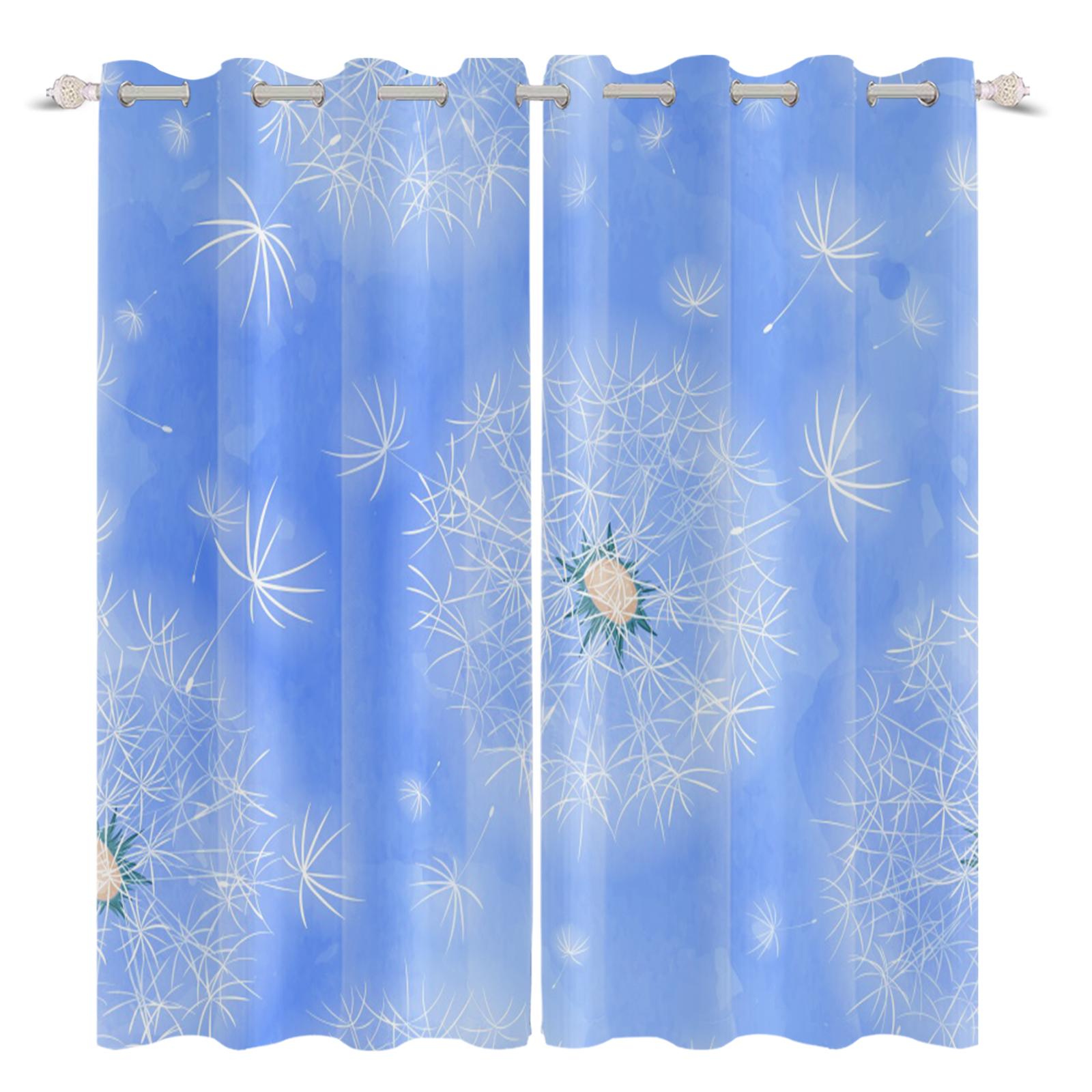 

2 шт. Свежие шторы блэкаут с узором одуванчика для дома, спальни, гостиной, затемняющие, теплоизолирующие и шумопоглощающие шторы 50x120cm 2pcs